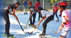 Roller hockey practice