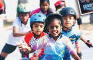 Young skaters at a demonstration
